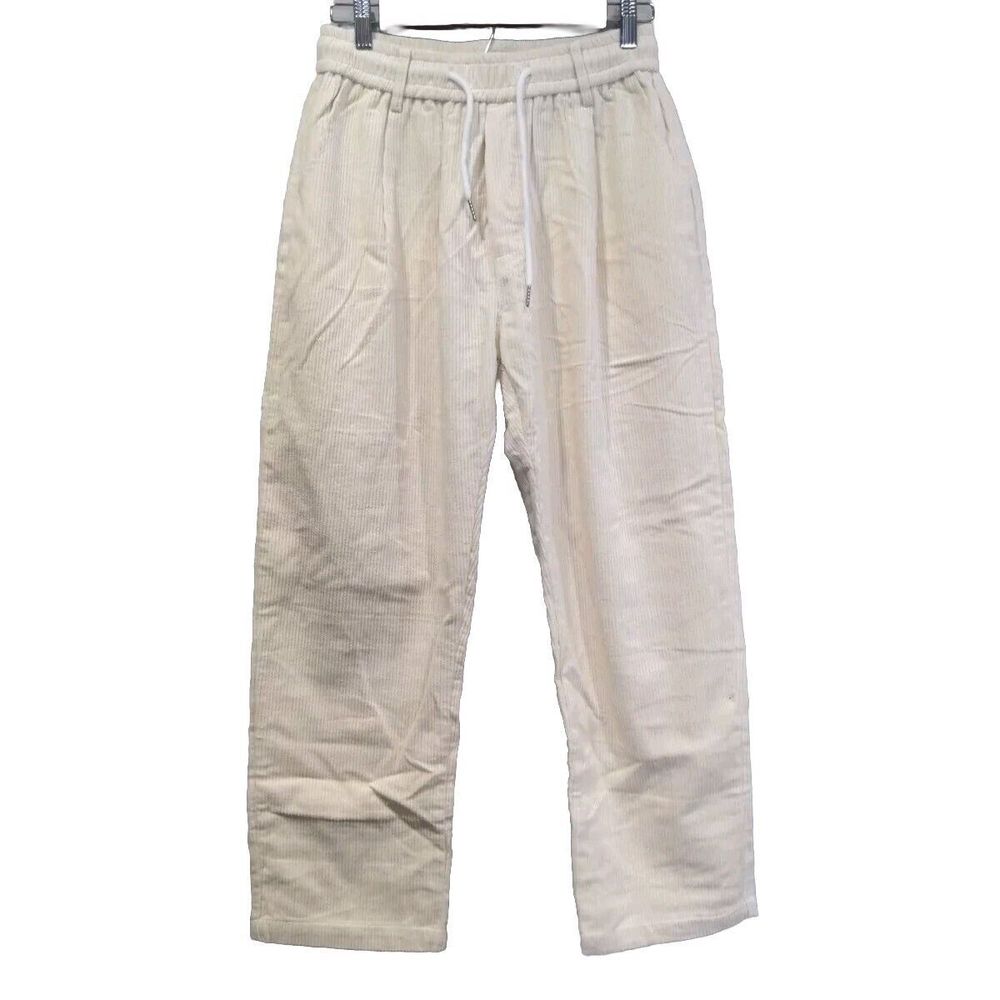 NWT Aelfric Eden Womens Ribbed Cord Pants Size Small Cream Streetwear Baggy